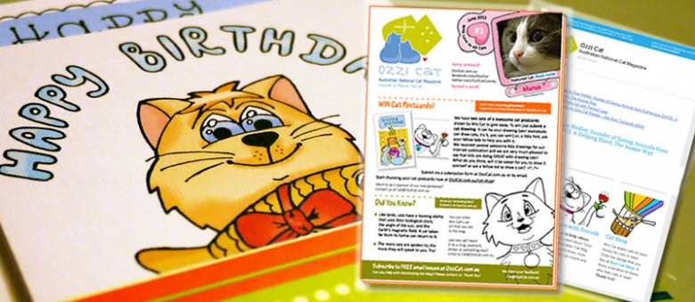Ozzi Cat Magazine Milestone: The First Printed Issue, Email Issue, and The First Cat Postcards Orders!