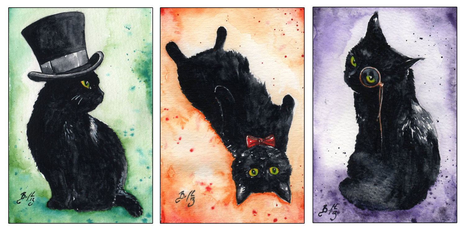 Artist Braden Duncan - Watercolour Cat Drawings - Cat Portrait - ClockWorkArt