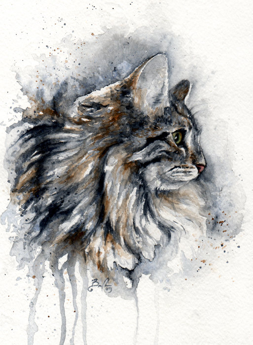 Artist Braden Duncan - Watercolour Cat Drawings - Cat Portrait - ClockWorkArt