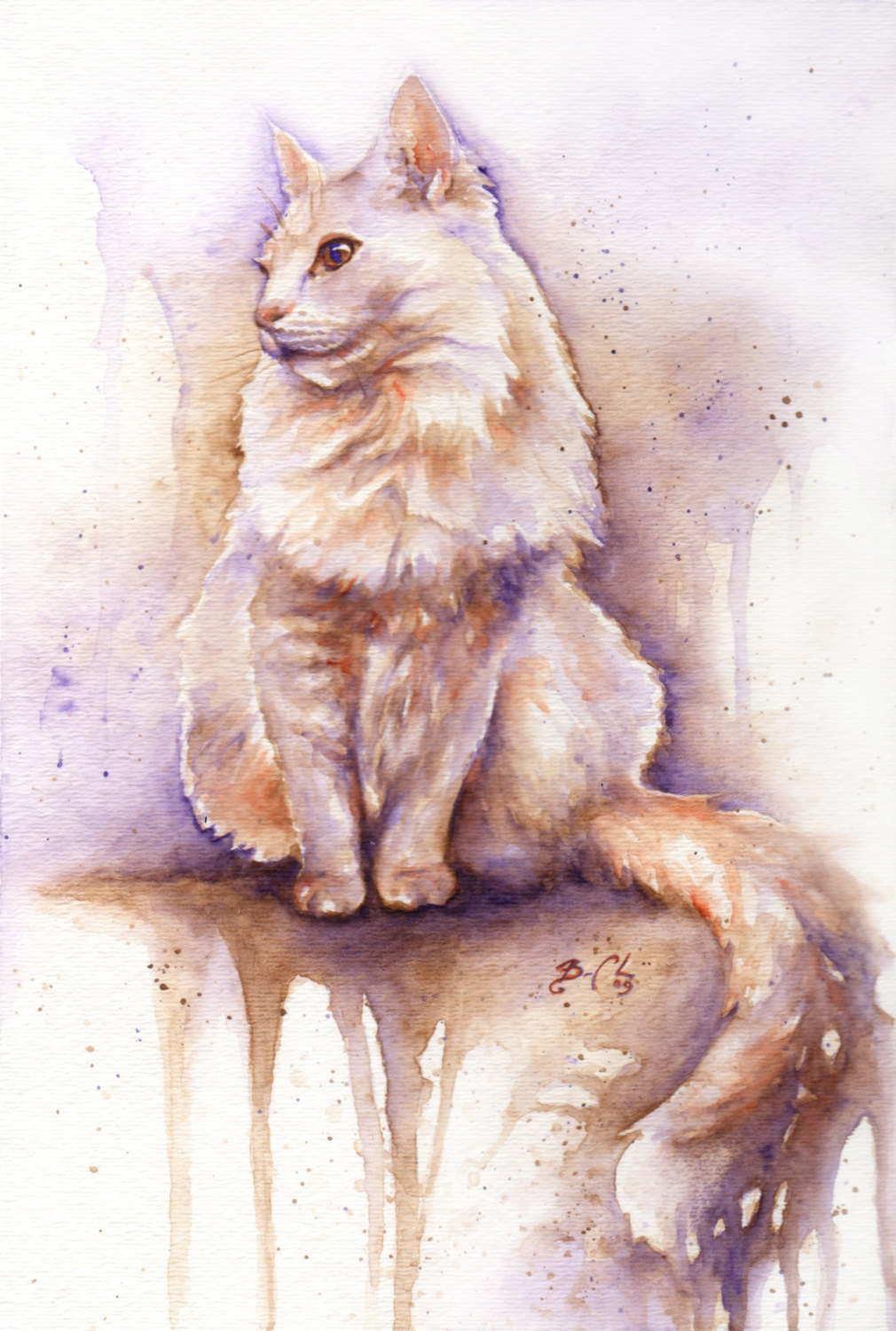 Artist Braden Duncan - Watercolour Cat Drawings - Cat Portrait - ClockWorkArt