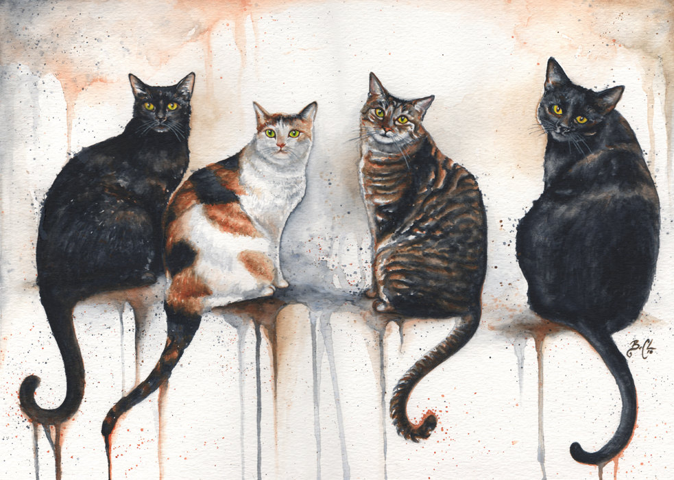 Artist Braden Duncan - Watercolour Cat Drawings - Cat Portrait - ClockWorkArt