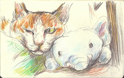 Postcard Cat and Elephant - Momo and Mr. Elephant