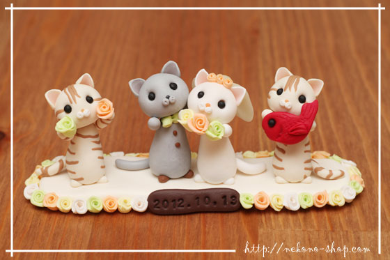 Nekono Shop - Kawaii Wedding Cake Cat Figurines From Japan - Cat Lover Gift