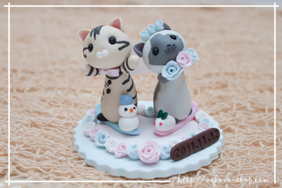 Nekono Shop - Kawaii Wedding Cake Cat Figurines From Japan - Cat Lover Gift