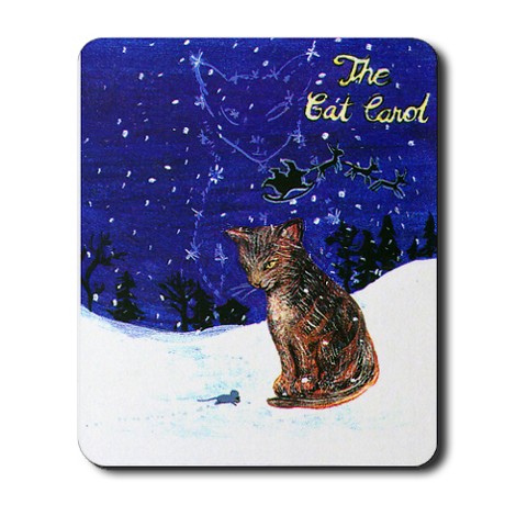 Gift for Cat Lover - Christmas Song - The Cat Carol - mousepad with cat