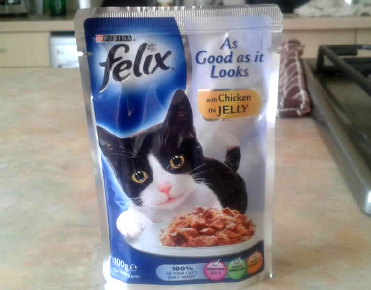 Colin McQuistan cooks and eats cat food Felix