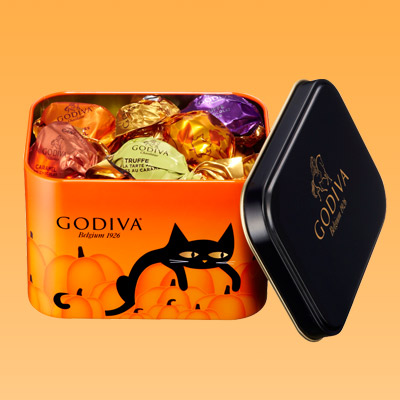Godiva chocolate - Halloween cat metal box