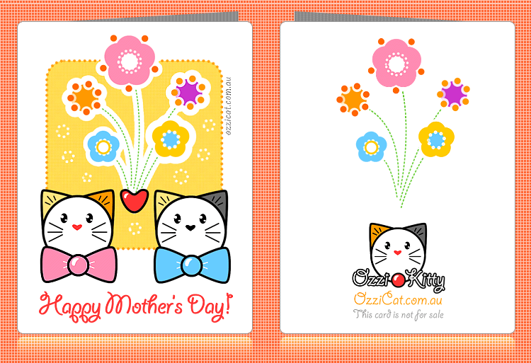 Ozzi Cat Magazine DIY printable greeting card for Mothers Day celebration