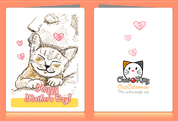 Ozzi Cat Magazine DIY printable greeting card for Mothers Day celebration