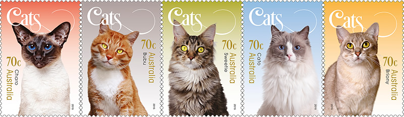 Cat stamp collection - Australia Post - Animal Eyes Photography