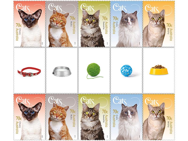 Cat stamp collection - Australia Post - Animal Eyes Photography