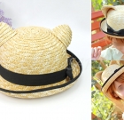 Adorable Cat Straw Hat With Ears. Cat Lady’s Must Have For Summer
